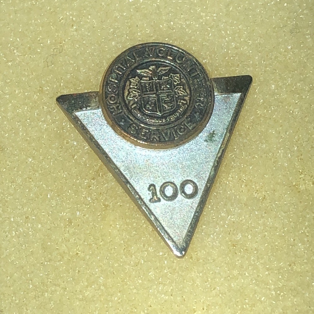 Vintage Silver Tone Hospital Volunteer Service 100 Hours Pin